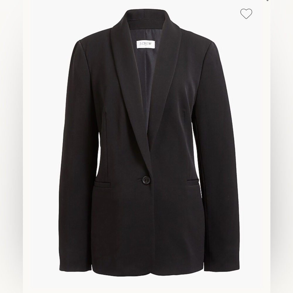 NWOT J Crew Black Single One Button Twill Blazer 12 Jacket Career Solid Academia